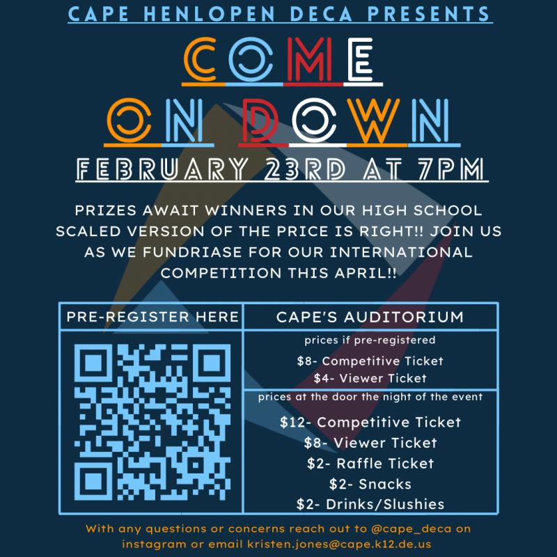 Participants and attendees who register early using the QR code receive a discount on tickets to the Come on Down fundraiser, set for 7 p.m., Friday, Feb. 23.